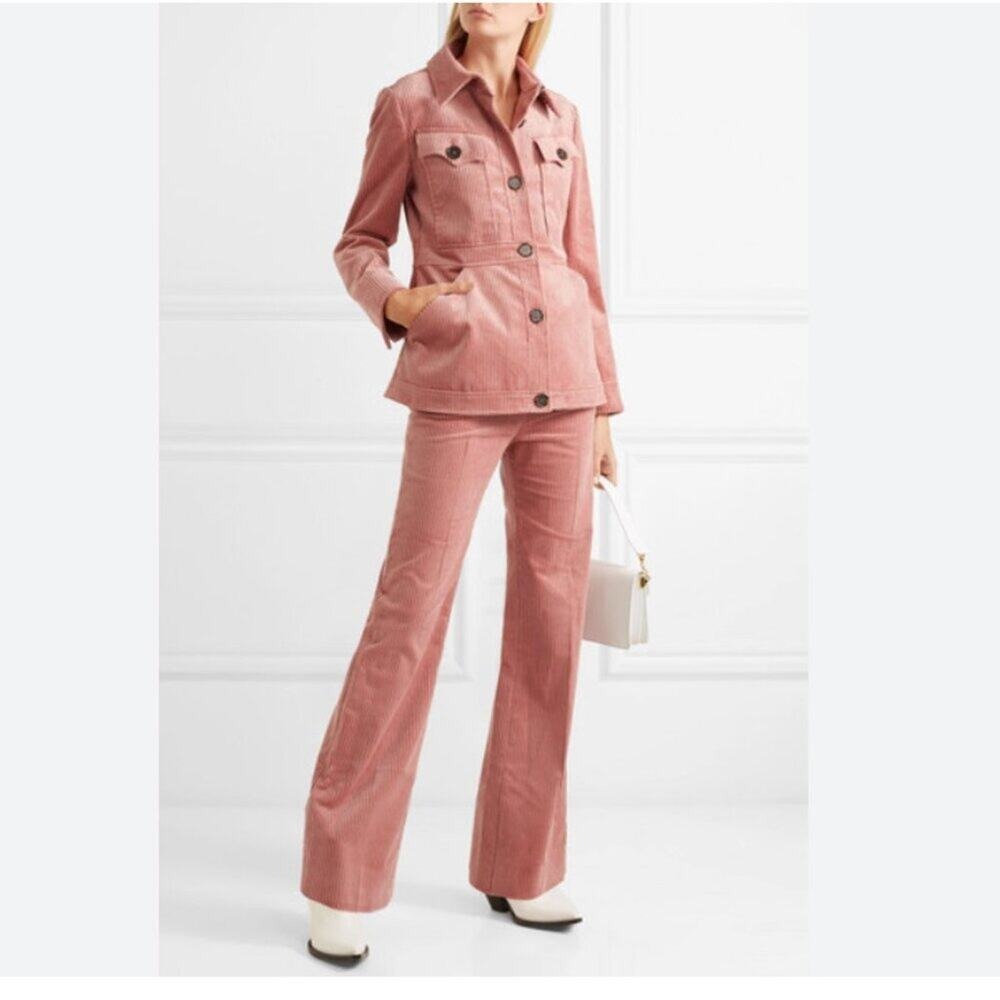 Alexa Chung Corduroy 2 pc Suit Jacket Blazer Pants Size 10 but fits like S